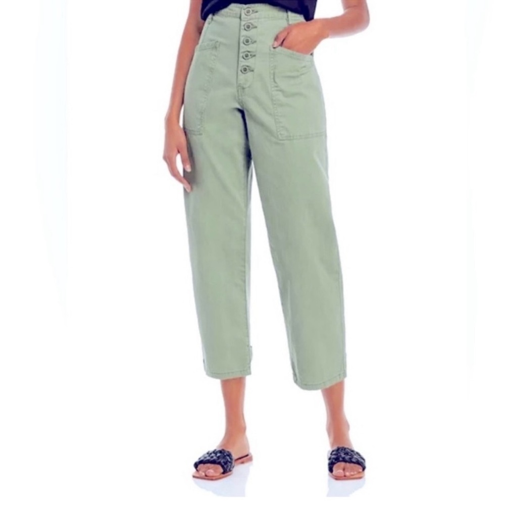 NWT Pistola Women’s Tammy High Rise Cropped Trousers Pants Sage Green